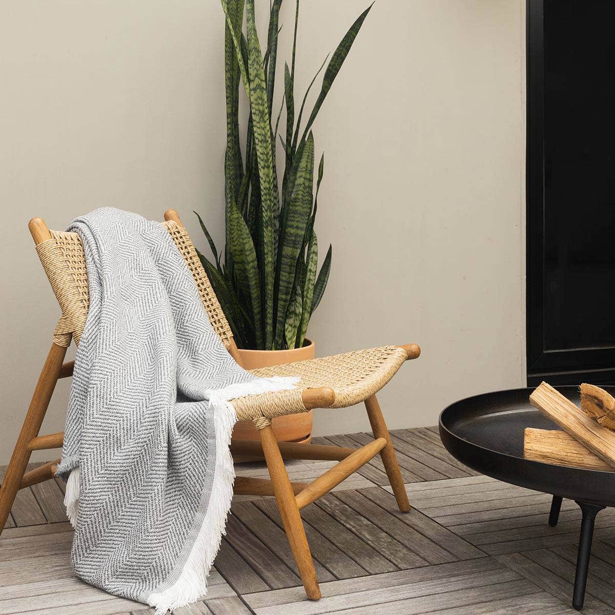 Sunbrella® Herringbone Indoor Outdoor Throw